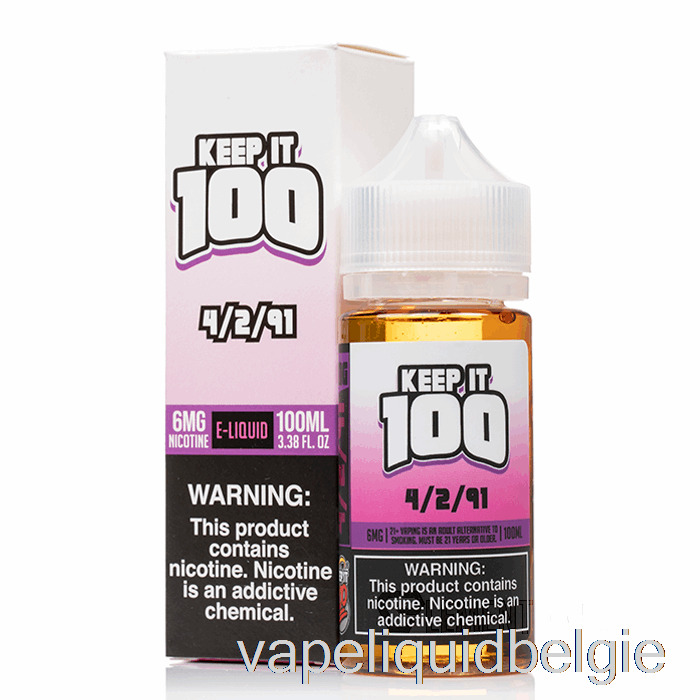 Vape België 2/4/91 - Keep It 100 E-liquid - 100ml 3mg